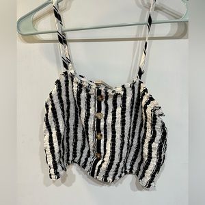 Black & White Striped Crop Top